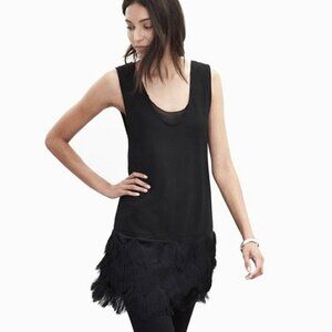 Banana Republic Black Sleeveless Fringe Hem Tunic Top S
